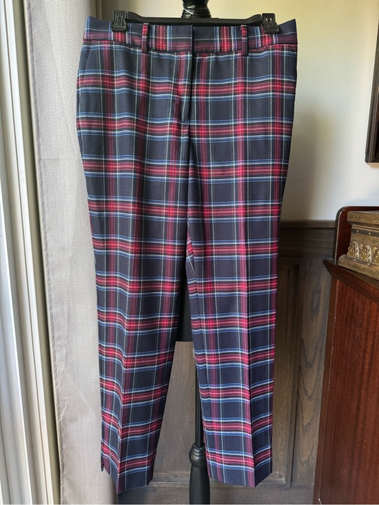 Talbots Pants - Talbots Hampshire Ankle Navy and Red Plaid Dress Pants 4 petite